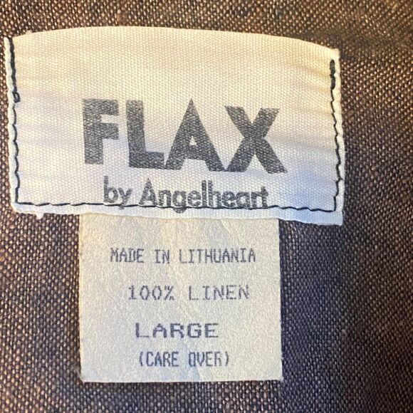 Flax by Angelheart 100% Linen Button Down Shirt – Brown, Size L - Picture 3 of 11